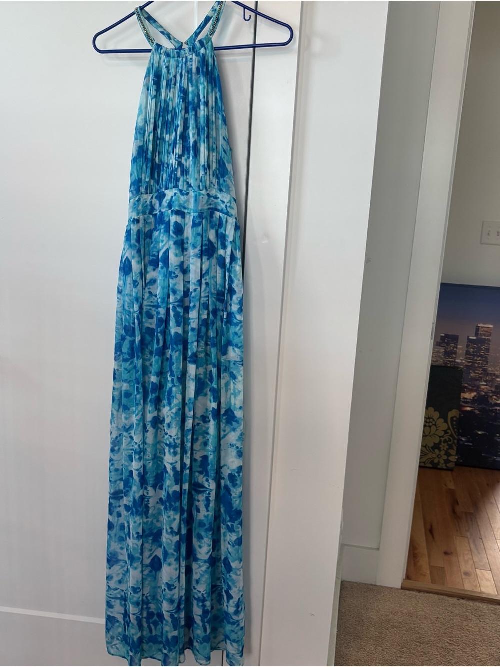 Calvin Klein Blue Watercolor Evening Dress Size 6